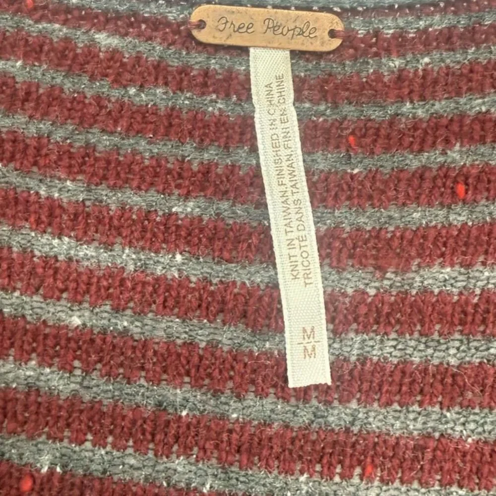 Free People Long Red Stripped Duster Cardigan Size M